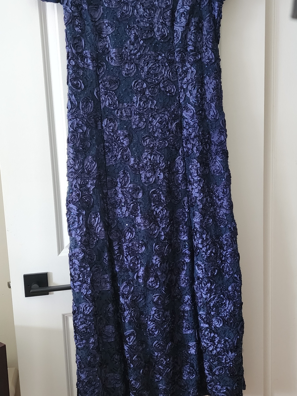 Alex Evenings Deep Navy Textured Floral Maxi Skirt